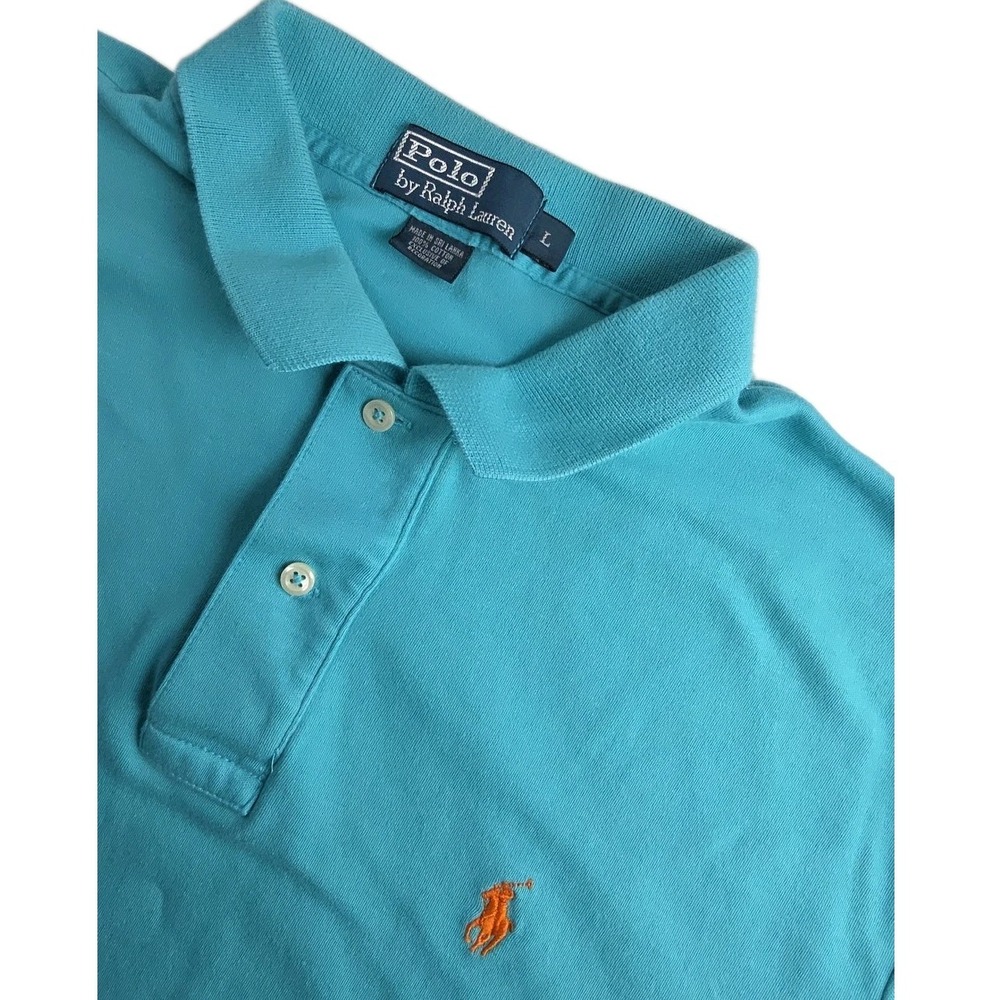 Polo Ralph Lauren Shirtā Mens -L- TEAL Classic Pony Golf EUC